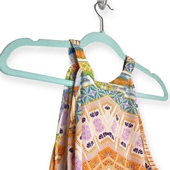 Spense top halter neck sleeveless multicolor geometric boho festival preppy S - Picture 5 of 8
